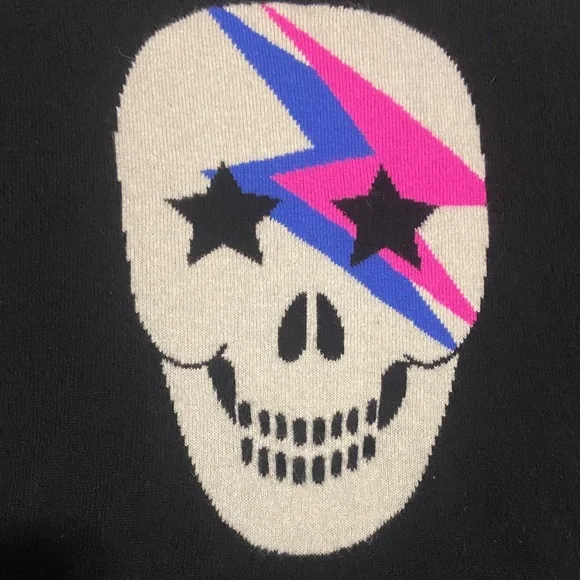 Aqua Large Cashmere Sweater Skull Design - Picture 2 of 3